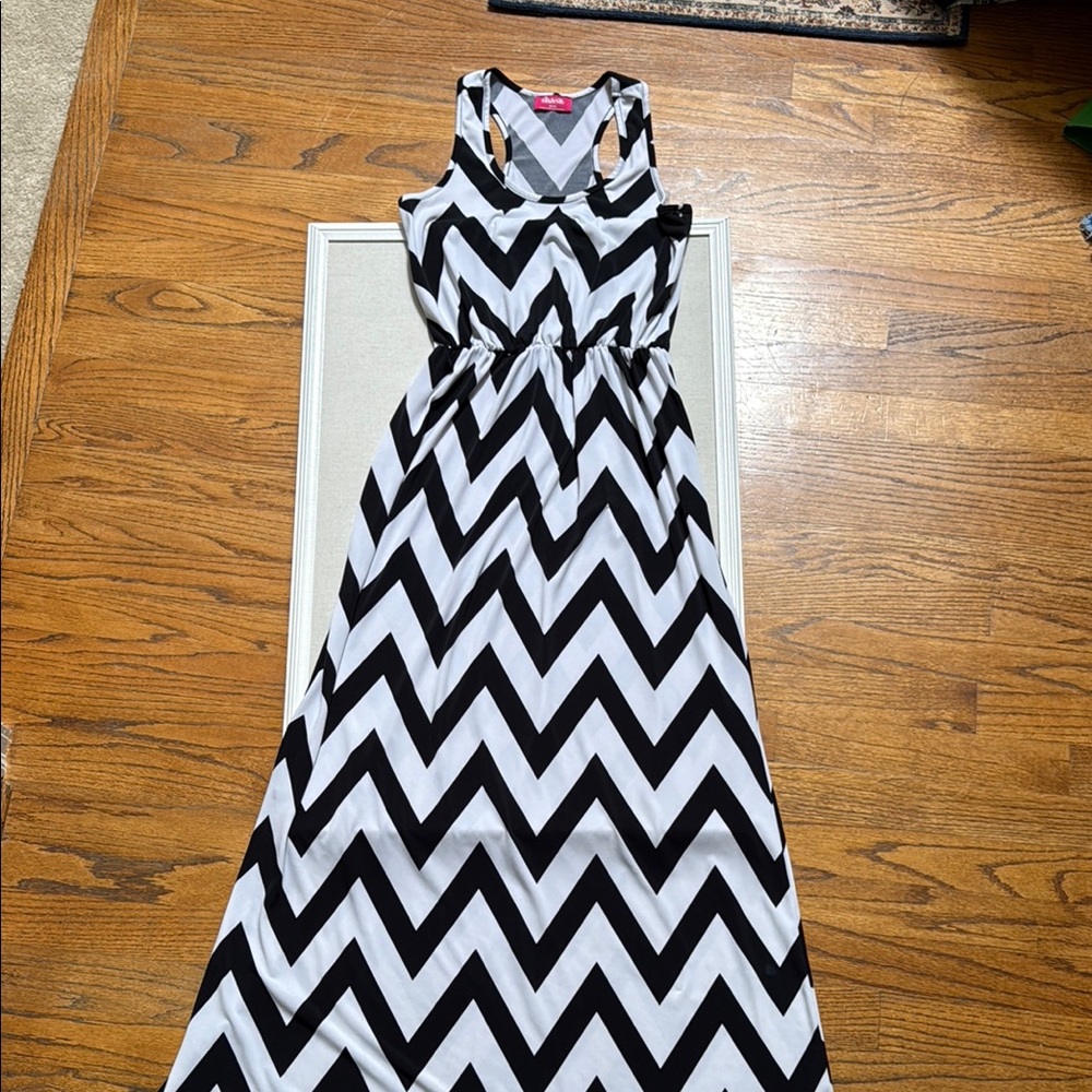 Chevron Black and White Maxi Dress